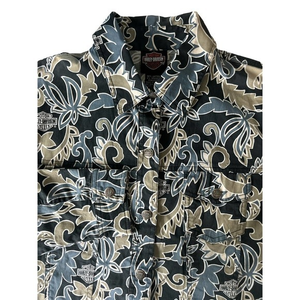 Harley Davidson Size Medium Women’s Shirt Jacket Coat Snap Buttons‎ Blue